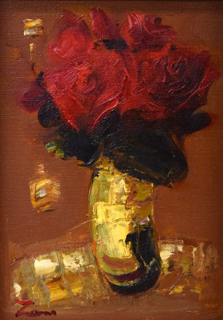 田中善明「バラ」油絵・SM 作品全体拡大画像