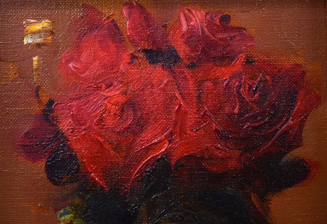 田中善明「バラ」油絵・SM 拡大画像1