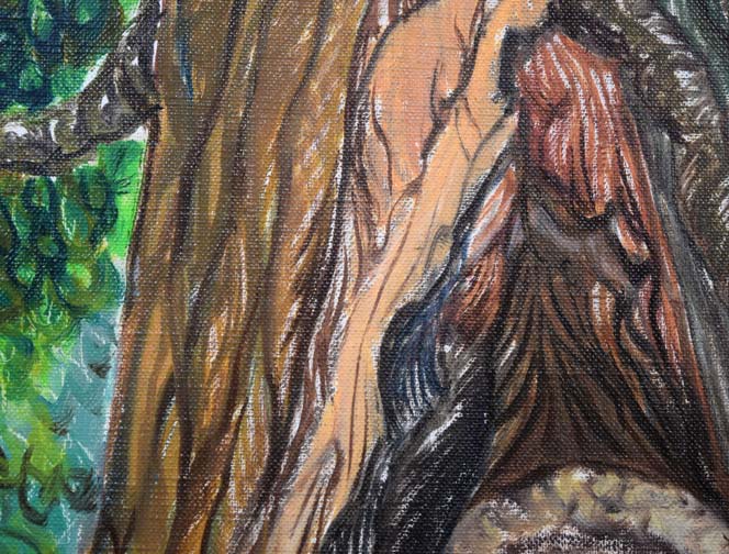 谷口一芳「ふくろう」油絵・F6号 拡大画像1