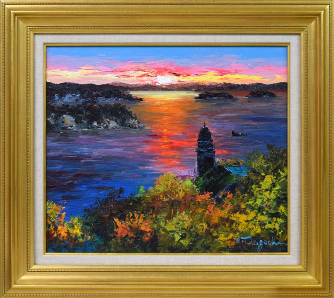 谷口春彦「瀬戸の朝焼け」油絵・F10号