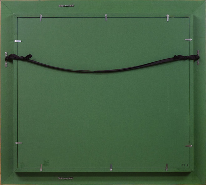 谷口春彦「瀬戸の朝焼け」油絵・F10号 額縁裏側画像