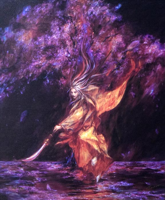 丹野忍「月華焔舞」版画 拡大部分