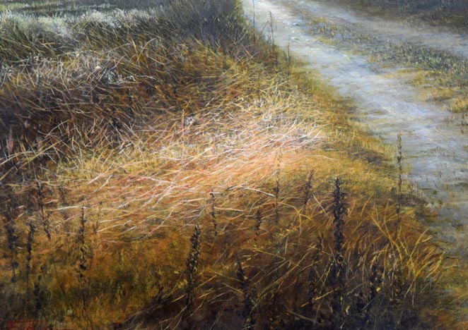 辰巳恵理「早春の山里」油絵・F3号 拡大画像3