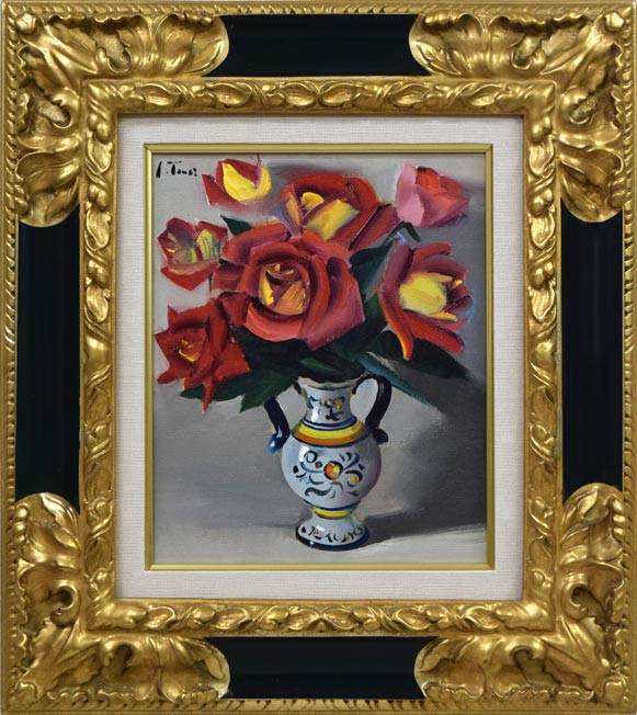 寺井重三「ばら」油絵・F3号