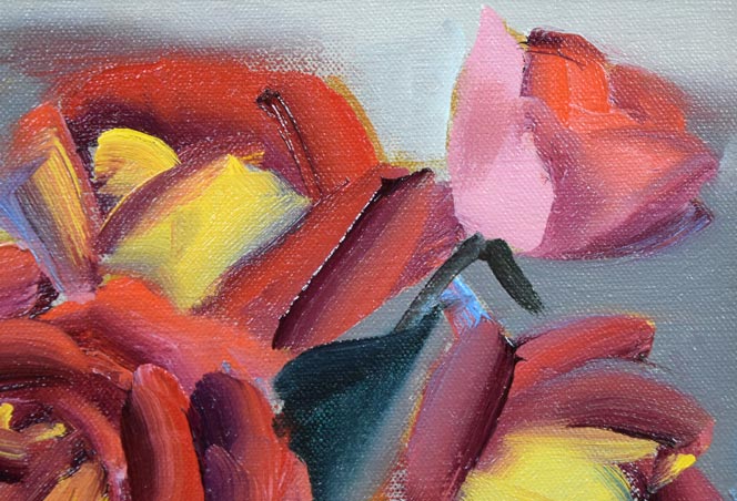 寺井重三「ばら」油絵・F3号 拡大画像2