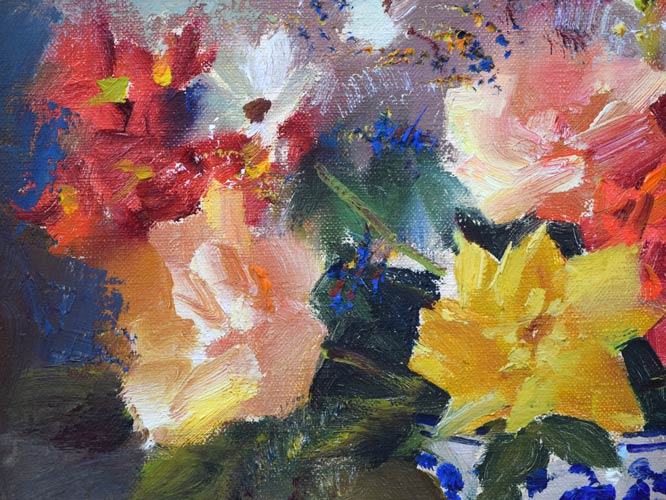 寺井重三「薔薇」油絵・F4号(金縁) 拡大画像1