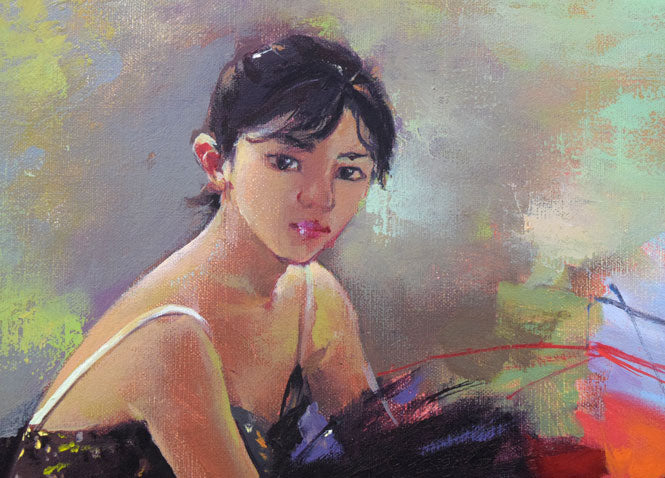 寺井重三「踊り子」油絵・F10号 拡大画像1