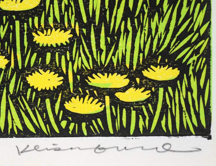 手島圭三郎「きたきつねのゆめ原画」木版画 本人直筆鉛筆サイン部分