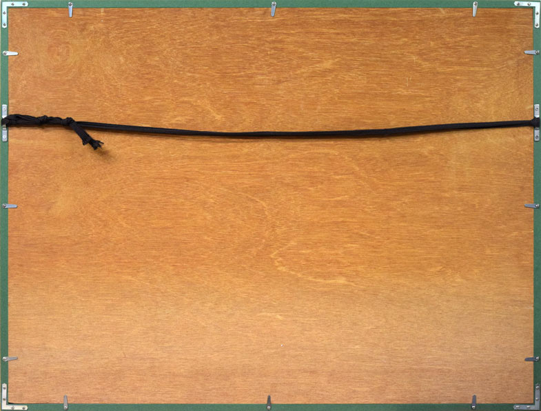 手島圭三郎「きたきつねのゆめ原画」木版画 額縁裏側部分