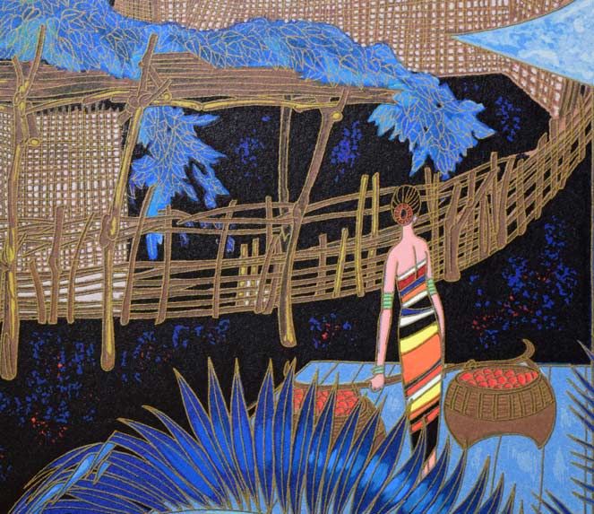 丁紹光(ティンシャオカン)「聖なる村」シルクスクリーン版画 拡大画像6