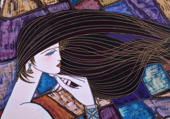 丁紹光「遥かな夢」シルクスクリーン版画 拡大画像1