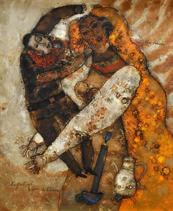 テオ トビアス(Theo TOBIASSE)「子供は大人の父」油絵・仏F20号 作品全体拡大画像