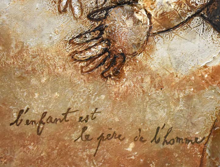テオ トビアス(Theo TOBIASSE)「子供は大人の父」油絵・仏F20号 タイトル部分拡大