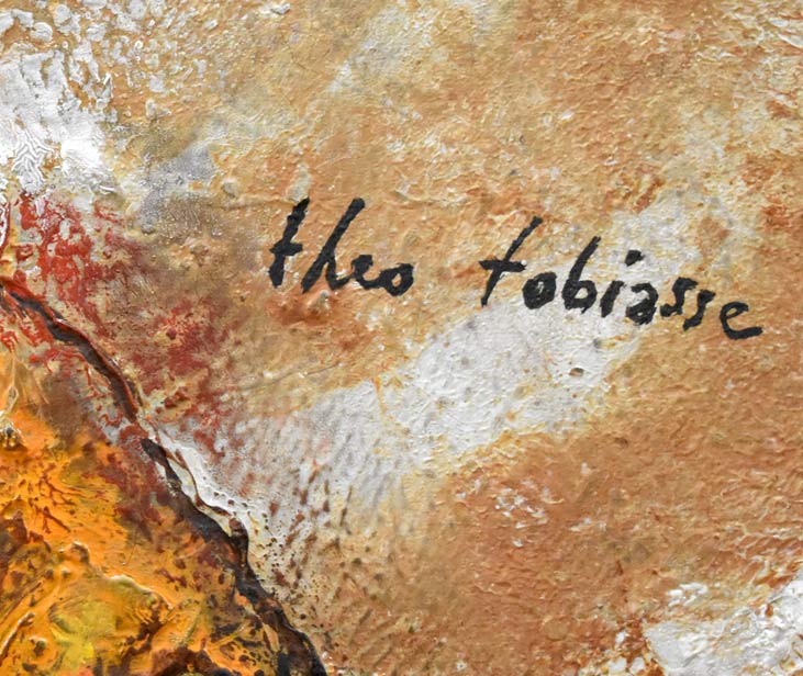 テオ トビアス(Theo TOBIASSE)「子供は大人の父」油絵・仏F20号 サイン部分拡大