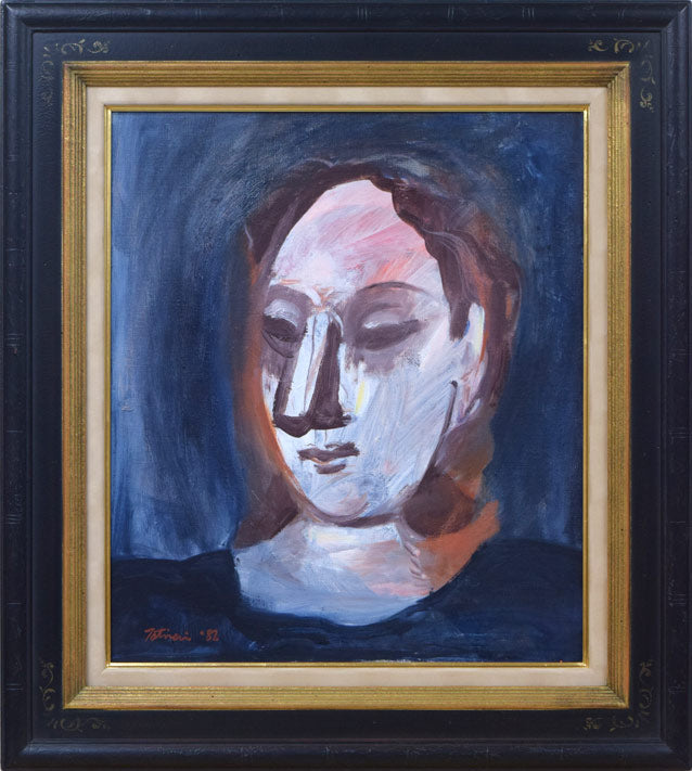 栃内忠男「顔」油絵・F10号
