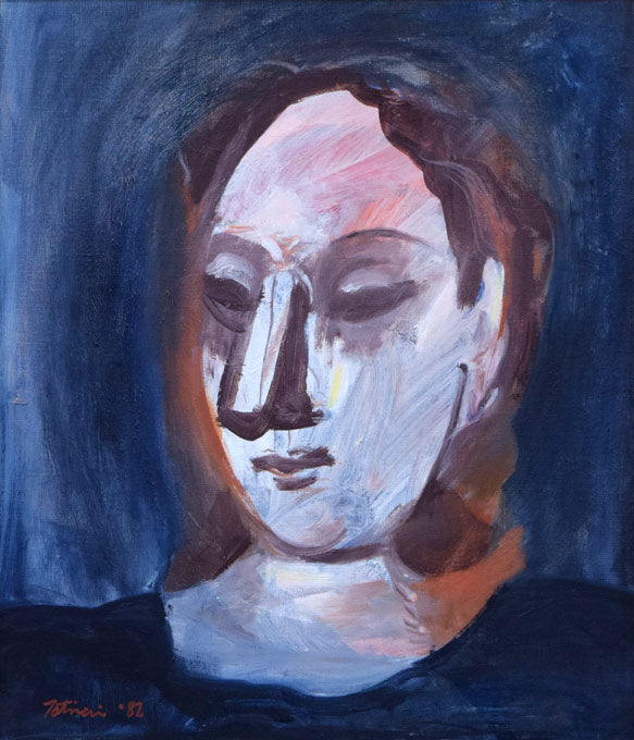 栃内忠男「顔」油絵・F10号 作品全体拡大画像