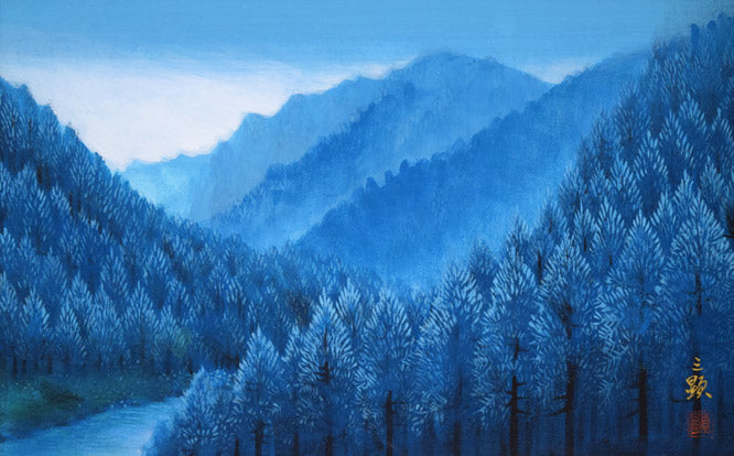 戸田三顕「緑韻」日本画・P4号 作品全体拡大画像