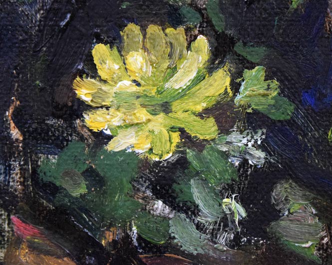 富樫正雄「福寿草」油絵・P3号 拡大画像3