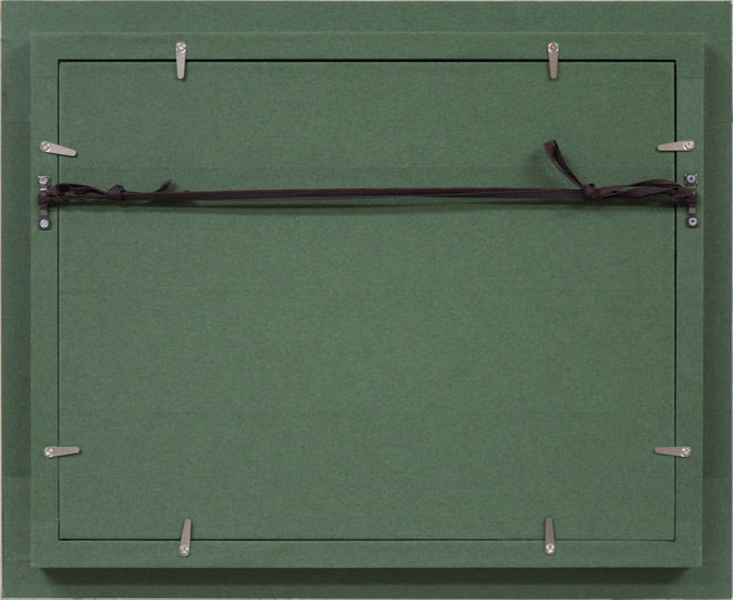 富樫正雄「福寿草」油絵・P3号 額縁裏側画像