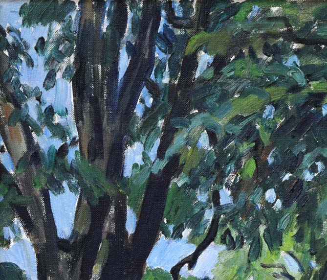 富樫正雄「にれ巨木(北海道大学)」油絵・F8号 拡大画像1