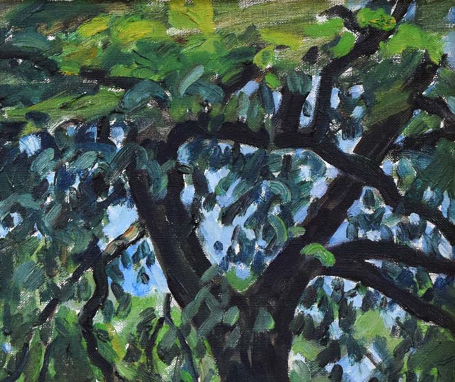 富樫正雄「にれ巨木(北海道大学)」油絵・F8号 拡大画像3