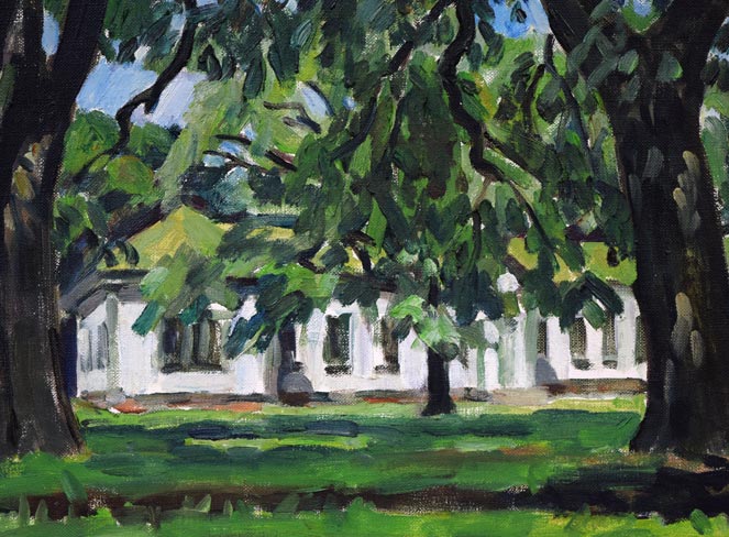 富樫正雄「にれ巨木(北海道大学)」油絵・F8号 拡大画像4