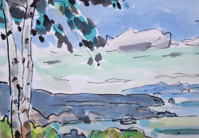 富樫正雄「小樽風景」水彩画 拡大画像1