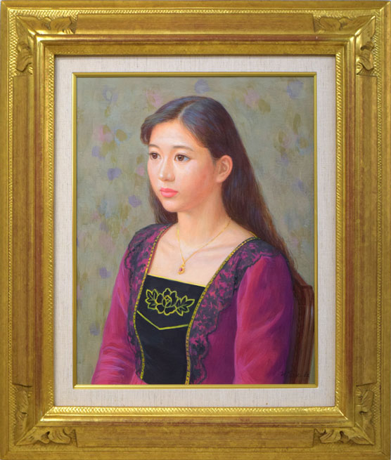 徳田宏行「花のコスチューム」油絵・F6号