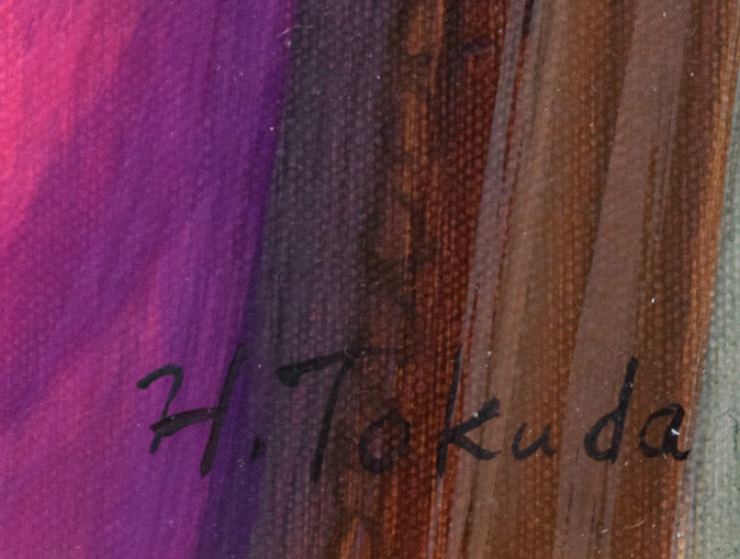 徳田宏行「花のコスチューム」油絵・F6号 サイン拡大画像