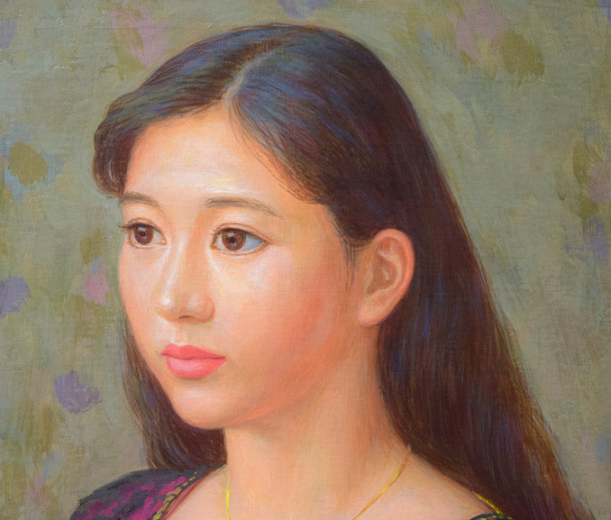 徳田宏行「花のコスチューム」油絵・F6号 拡大画像1