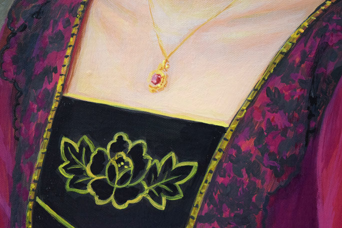 徳田宏行「花のコスチューム」油絵・F6号 拡大画像2