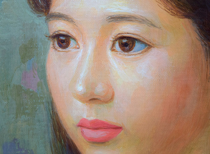 徳田宏行「花のコスチューム」油絵・F6号 拡大画像3