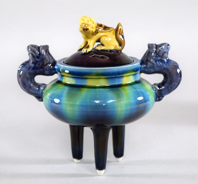 三代徳田八十吉(正彦)「彩釉香炉」共箱