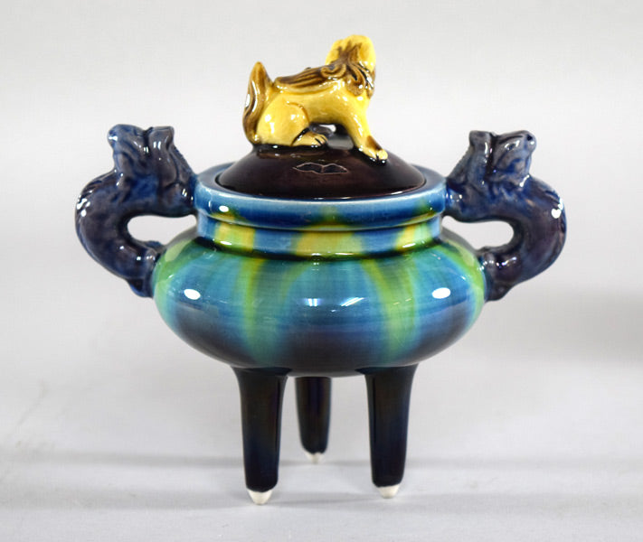 三代徳田八十吉(正彦)「彩釉香炉」共箱 全体画像2