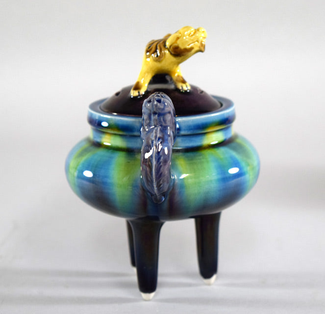 三代徳田八十吉(正彦)「彩釉香炉」共箱 全体画像3