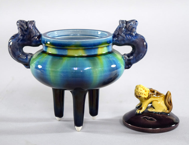 三代徳田八十吉(正彦)「彩釉香炉」共箱 全体画像4