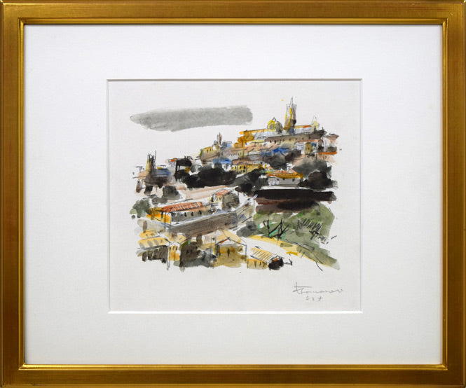 友成晴雄「シエナ(イタリア)」水彩画