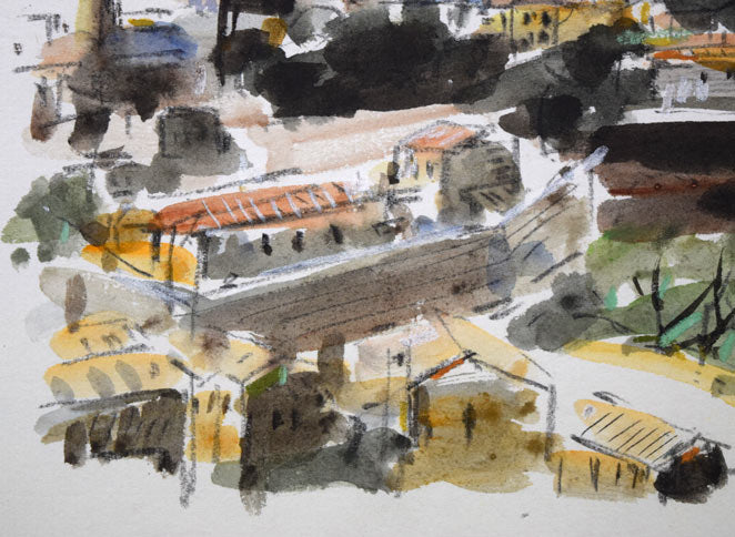 友成晴雄「シエナ(イタリア)」水彩画 拡大画像2