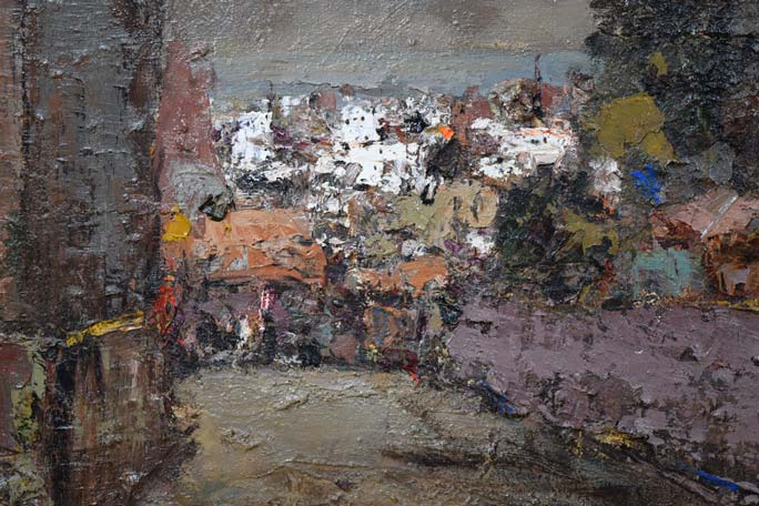 友成晴雄「海の見える風景(神戸)」油絵・P30号 拡大画像1