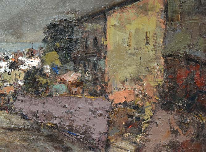 友成晴雄「海の見える風景(神戸)」油絵・P30号 拡大画像2