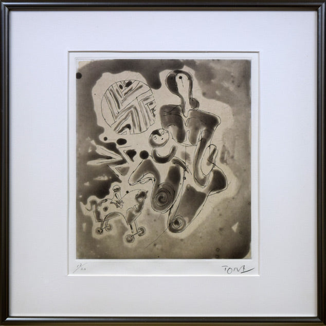 利根山光人「母子像」銅版画