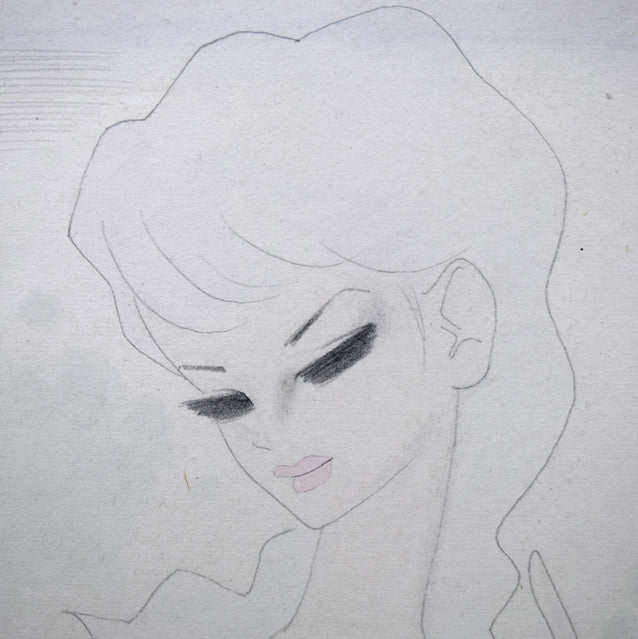 東郷青児「婦人像」水彩画 拡大画像1