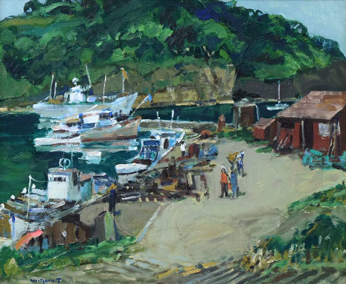 豊田満「忍路湾盛夏(小樽)」油絵・F8号 作品全体拡大画像