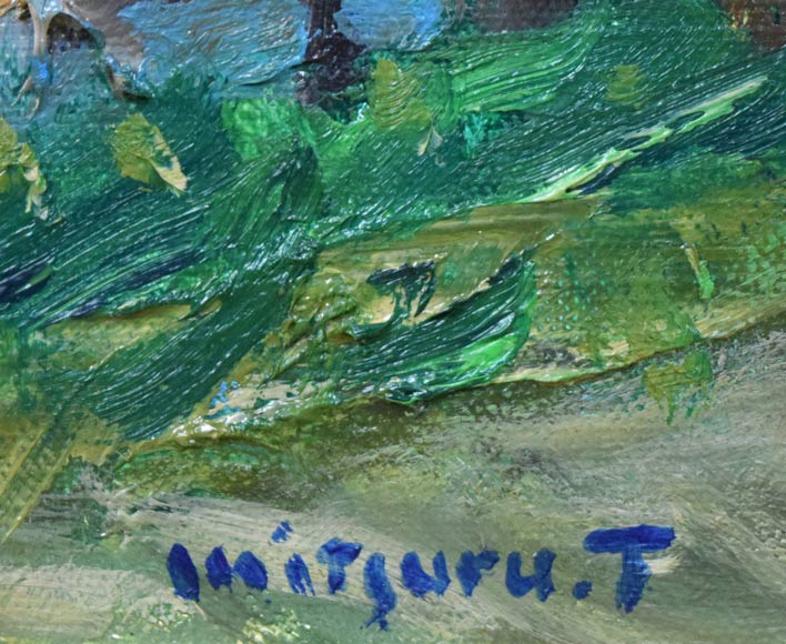 豊田満「忍路湾盛夏(小樽)」油絵・F8号 サイン拡大画像