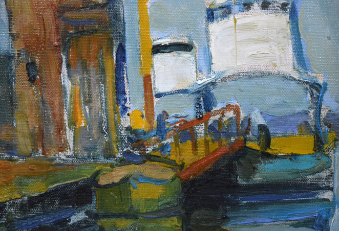 豊島輝彦「小樽港」油絵・F3号 拡大画像2