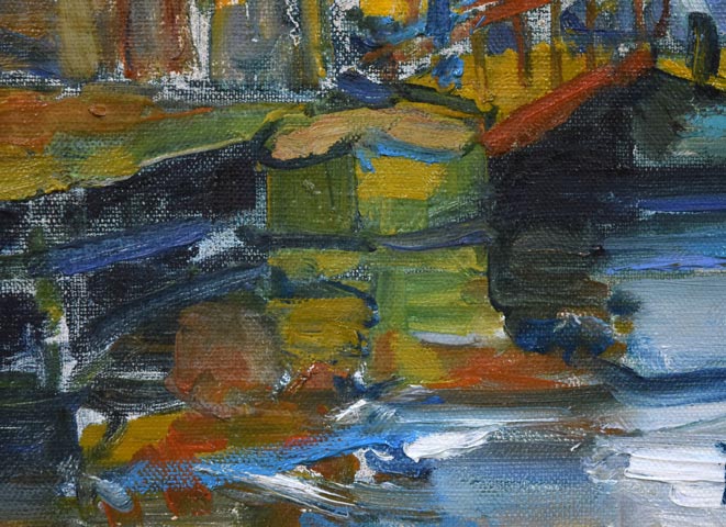 豊島輝彦「小樽港」油絵・F3号 拡大画像3