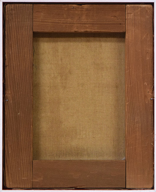 豊島輝彦「小樽港」油絵・F3号 キャンバス裏側画像