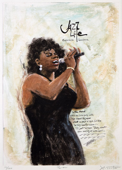 津田耕「ヴォーカル」ジグレー版画 作品全体拡大画像