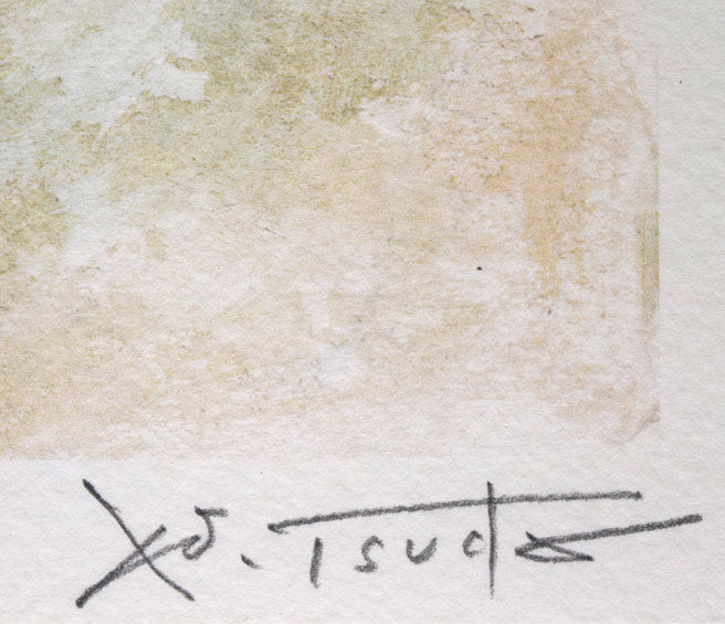 津田耕「ヴォーカル」ジグレー版画 直筆鉛筆サイン拡大画像