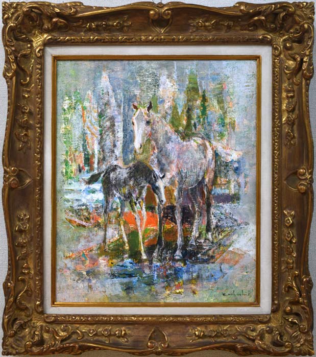 上橋薫「新緑雨後」油絵・F8号